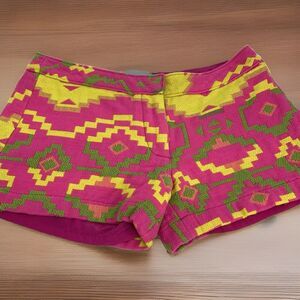 Judith March Shorts Aztec Bohemian Thread Design Colorful Neon Women’s Size L